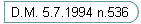 D.M. 5.7.1994 n.536
